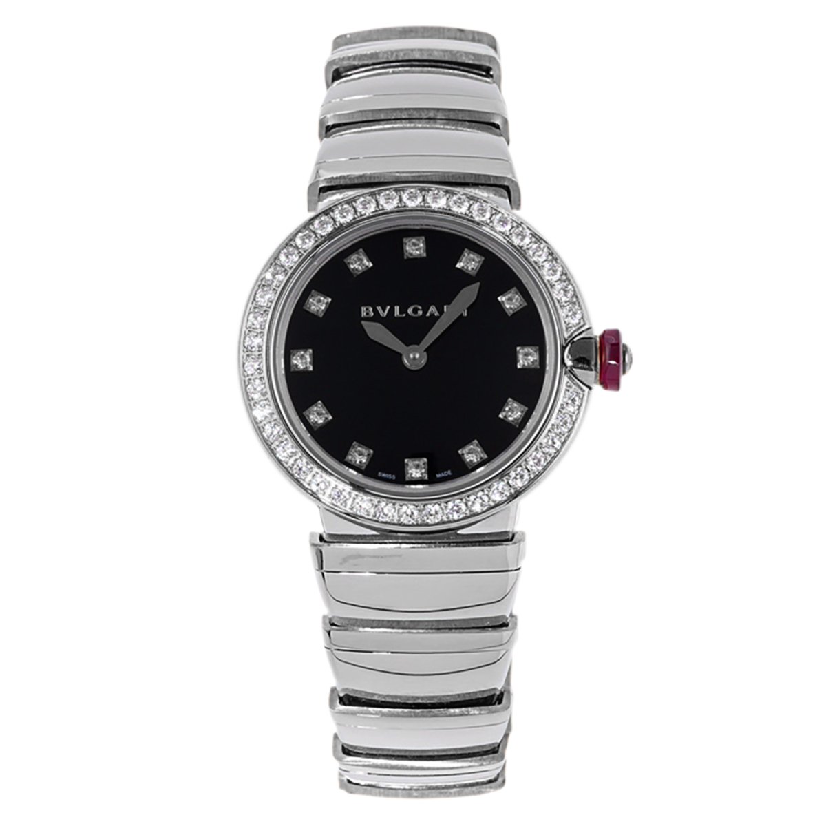 Lvcea Black Dial in Steel with D1am0nd Bezel